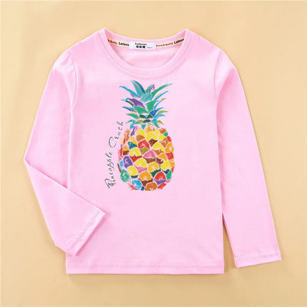 Aimi Lakana Kids Cotton T-Shirt Boys Long Sleeve Tops Pineapple Print Shirt Girls Spring Autumn Shirts