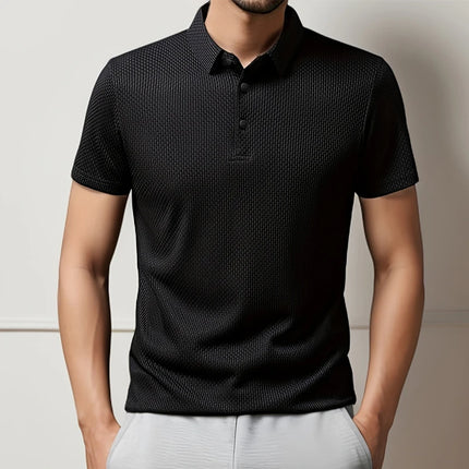 New Men's Business Casual Short-Sleeved Bone Flower Solid Color POLO Shirt Fashion Breathable Comfortable Summer Versatile Top