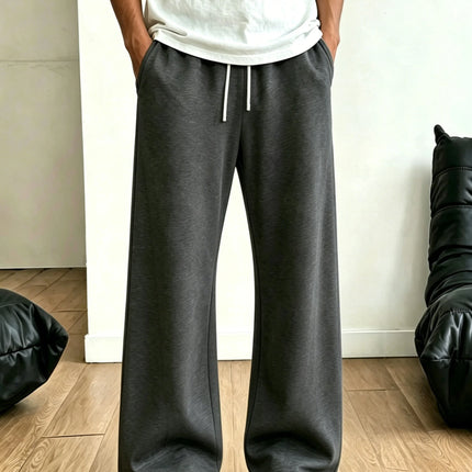 Men's casual wide-leg sweatpants loose fit drawstring waist straight leg suitable for everyday wear and street style