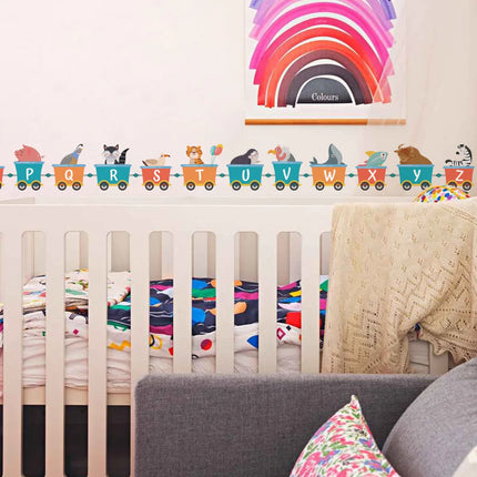 Cartoon Car Train 26 Letters Alphabet Wall Stickers for Kids Rooms Home Decor Children Wall Sticker Room Decoration Accessories