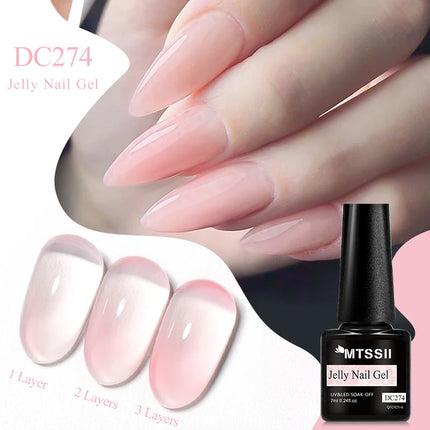 Jelly Gel Nail Polish Sheer Translucent Semi Permanent Soak Off UV Gel Varnish For Summer Nails Manicure Nail Supplies DIY Decor