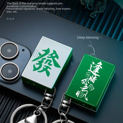 Metal Poker Keychain Pendant Inflatable Lighter Mini Compact Side Slip Butane Open Fire Outdoor Portable Lighter Men's Gift