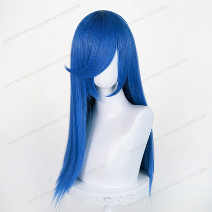 60cm Long Straight Cosplay Synthetic Wig With Bangs Golden Yellow Green Blonde Purple Heat Resistant Hair Anime Wigs + Wig Cap