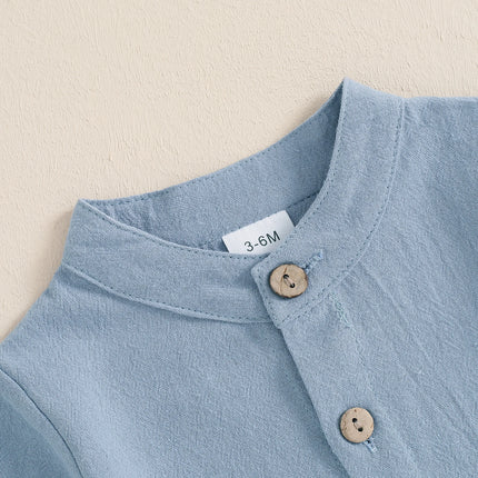 Long Sleeve Baby Boys Rompers Soft Solid Color Buttons Toddler Infant Clothes Bodysuits Fall Spring Casual Newborn Jumpsuits