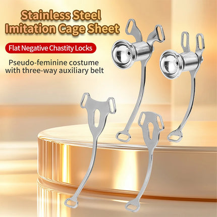 Metal Sissy Chastity Cage FUFU Clip Men Chastity Belt Flat Penis Curved Hook Bondage Go out Anti-off Elastic Band Erotic Sex toy