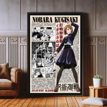 J-Jujutsu K-Kaisen Retro Canvas Poster Japan Anime Figure Itadori Yuji Gojo Satoru Fushiguro Toji Game Room Home Wall Decor Gift