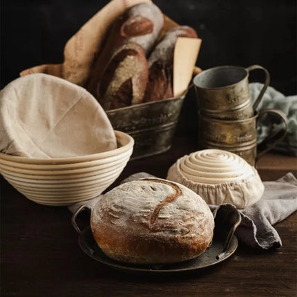 WALFOS Natural Rattan Fermentation Wicker Basket Dough Basket Baguette French Bread Basket Mass Fermentation Baskets Banneton
