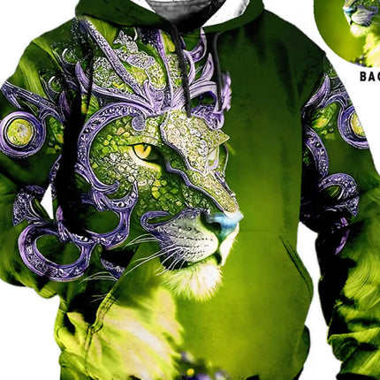 Men's Unisex Hoodie Fashion Pullover Hoodie Sweatshirt Hooded Animal Wolf Lion Dragon Tiger Print Daily 3D Print Casual Hoodies