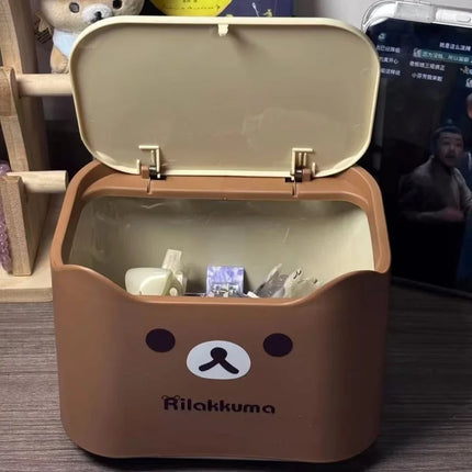 Cartoon Rilakkuma Storage Basket Garbage Desktop Storage Box Desktop Organizing Box Desktop Cartoon Organizing Box Cute Gifts