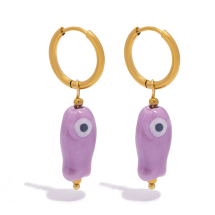 Stainless Steel Ceramic Fish Earrings for Women, Summer Dopamine Jewelry with Vibrant Colorful Pendant Hypoallergenic Gift