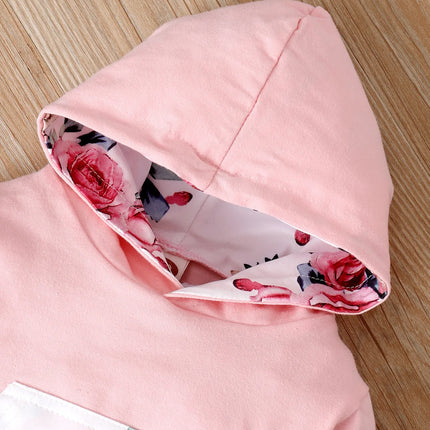 0-18 Months Newborn Baby Girl Floral Clothes Set Hooded Printed Top+Pant+Headband 3PCS Autumn&Winter Toddler Girl Fashion Outfit