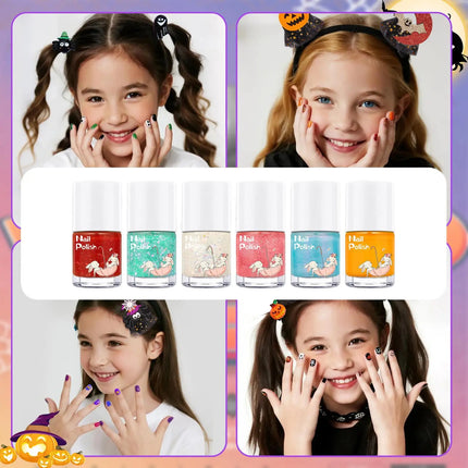 6Colors Nail Polishs Peel-off Gel Sticker Non Toxic Quick Dry Peel Off Gel Glitter Sequins Nude Water-based Nail Polishs