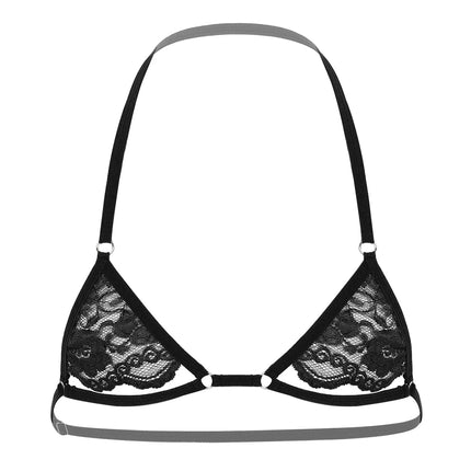 Sexy Men Harness Erotic Bra Man Lace Lingerie Sissy Nightwear Fetish Sheer Halter Neck Crossdress Straps hombre Mini Bras