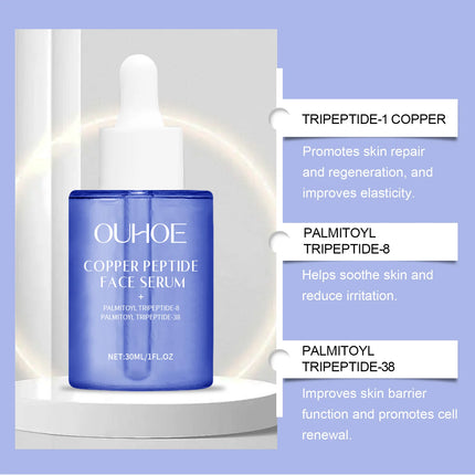 Copper Peptide Facial Serum Firming Skin Lighten Fine Lines Hydrating Moisturizing Smooth Facial Skin Brightening Care Serum