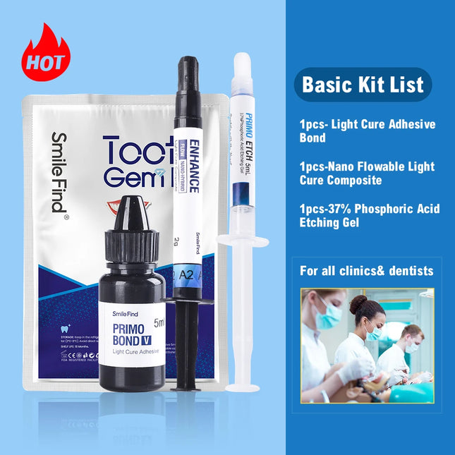NEW Teeth Decorations 37% Acid Etching Gel Light Cure Adhesive Flowable Composite Professional Diy Crystal Jewelry Tooth Gem Kit