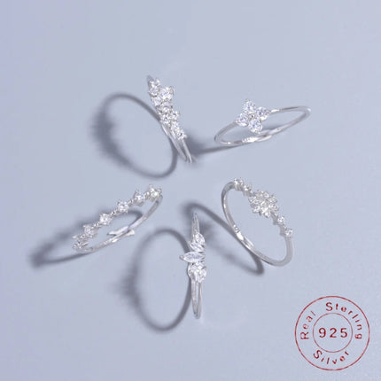 S925 Sterling Silver French Luxury Zircon Ring for Women,Simple Fashionable Jewelry Gifts Accessories Wholesale Dropshipping