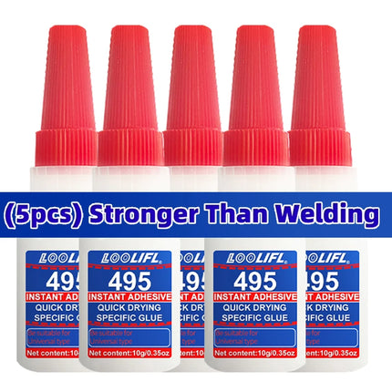 5PCS LOOLIFL495 Super Glue Plastic Professional Adhesive TransparentCyanoacrylate Glue Fast Drying Odorless Long Lasting Bonding