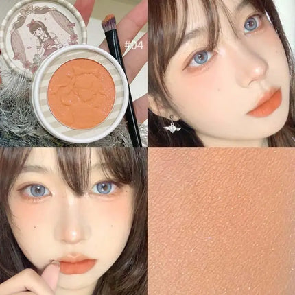 HERORANGE Dimensional Matte Shimmer Retro Almonds Blusher Rouge Enhancing Embossed Blush Fine Powder Monochrome Smooth Makeup