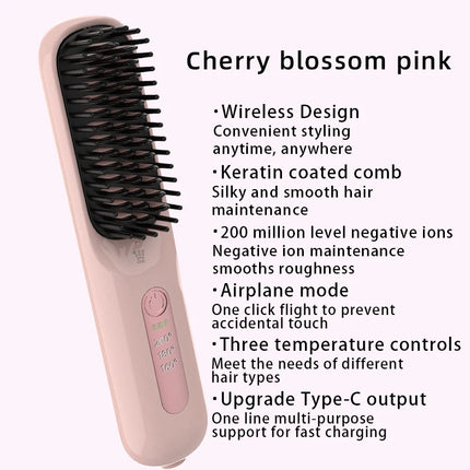 Negative Ion Hair Straightening Brush,360° Flexible Teeth,Fast Heat with 3 Adjustable Temperatures,Safe Anti-Scald Protection