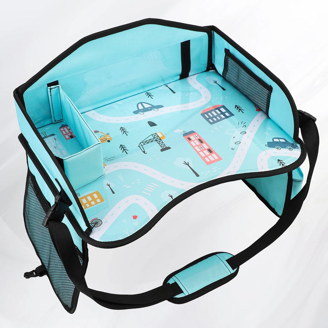 Kids Travel Tray Storage Pocket Waterproof Toy Painting Board Portable Safety Seat Folding Table Painting Board Vehicle-mounted