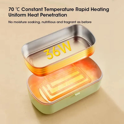 Portable 220V 36W 900ml Electric Lunch Box Water Free Heating Stainless Steel Food Warmer Thermal Box For Office School