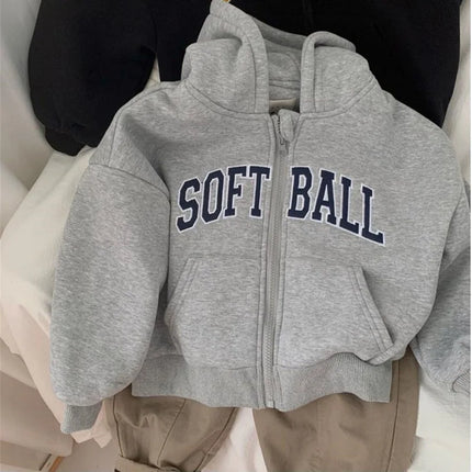 2025 Winter Thicken Warm Kids Sweatshirts Hooded Kids Coat Jacket Fashion Letter Children's Clothing for Girls Boys