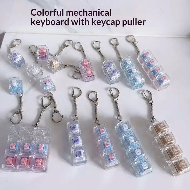 Fingertip Keyboard Clicker Toys 1/2/3/4/9 Key Crystal Keychain Stress Relief Anti-Anxiety Decompression Gadget