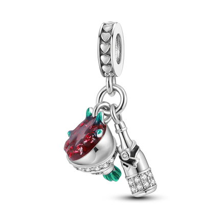 Charms Plata De Ley 925 Red Color Series Charm Red Elephant Animal Fruit Beads of Original Fits Women Anniversary Jewelry Charms
