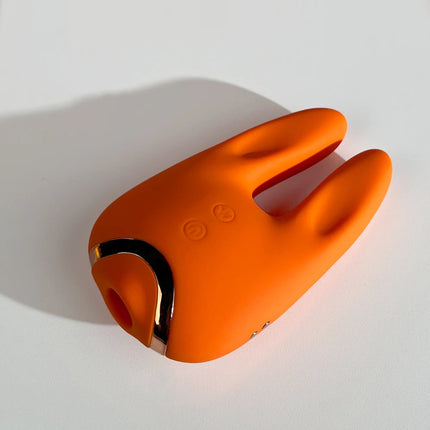 Bunny Love Vibrator Orange Passion 8 Poweful Vibrations on both Rabbit Ear 5 Suctions Pleasure Sex Toy Woman Female Masturbation