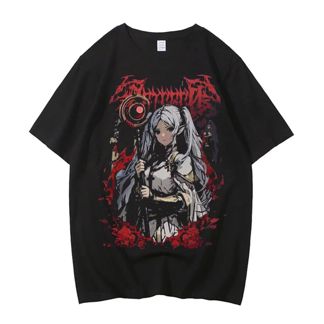 Frieren T-Shirt Men Women Beyond Journey's End Anime Clothing Cartoon T-shirt Short Sleeve TShirt Cotton Tees Top
