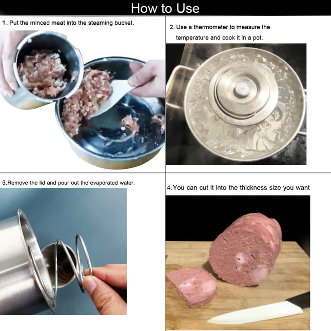 304 Stainless Steel Ham Press Maker Machine With Thermometer, Meat Poultry Kitchen Cooking Tools