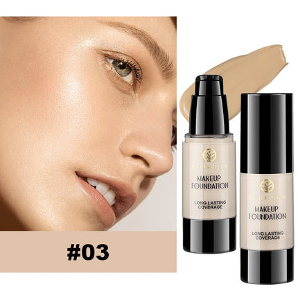 Long-Lasting Waterproof Liquid Foundation with Oil Control & Moisturizing, High Coverage Sweat-Resistant Concealer for Women,