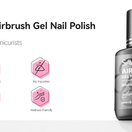 SAVILAND 20ml Black Airbrush Gel Polish No Dilution Needed Low Odor No Clogging for Ombre Stencil French Nail Art Gradients