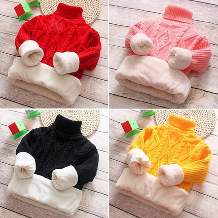 Kids' Turtleneck Sweater & Fleece Pullover Korean Winter Warm Base Layer for Boys and Girls Cozy Fashion Top