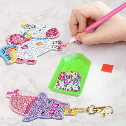 5pcs 5D Diamond Painting by Numbers Make Your Own GEM Keychains Unicorn Mermaid Arts Crafts Kids 8-12 Age Easter Basket Stuffers