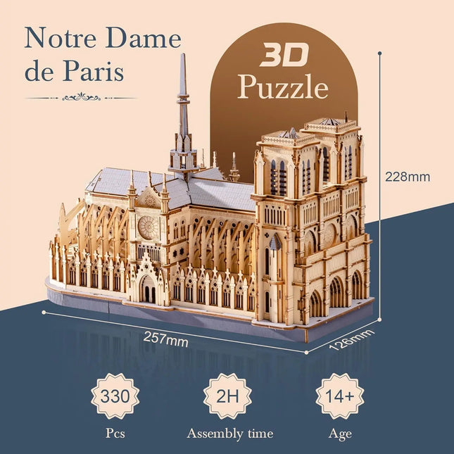 Robotime Rokr 3D Puzzle Paris Cathedral Wooden Model Kit for Adults to build DIY Toy Building Construction Craft Kits Ideal Gift