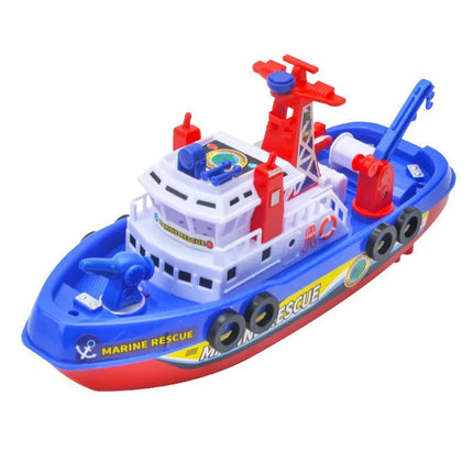 Children's Sprinkler Electric Boat Bathing Toy Rescue Model Fire Boat LED 3-6 Year Old Puzzle Toy with Light and Music