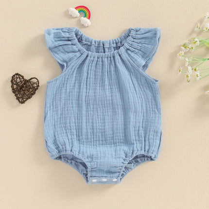 Cotton Linen Baby Girls Romper Summer Casual Newborn Clothes Sleeveless Off-shoulder Solid Infant Bodysuit for Kids Clothing