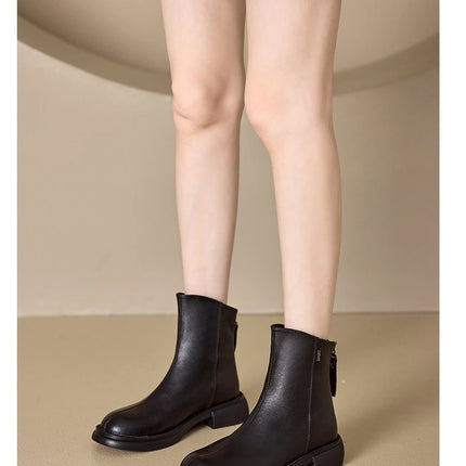 WOIZGIC Women's Genuine Leather Female mother Ankle Boots Shoes Split Zipper Winter Fur Plush Warm Autumn Zapatos Mujer Platform