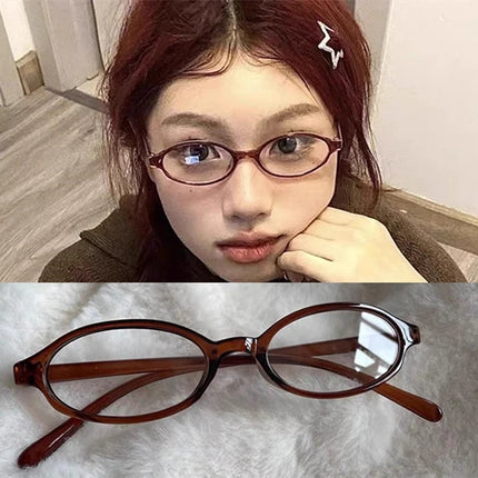 Retro Fashion Red Green Small Square Oval Frame Glasses Women Girls Y2K  Anti Blue Light Glass Reading Eyeglasses Decor Eyewear