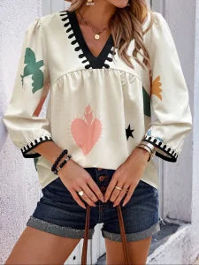 Plus Size 1Xl-5XL Women's Fashion Shirt Blouse Casual V-neck Loose Summer Casual Outdoor Tee Shirt Breathable Tops