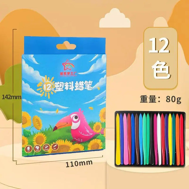 12-Color Crayons for Kids - Non-Sticky Student Graffiti Pens - Art Supplies