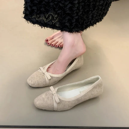 Fur Lining Women Flats Shoes Concise Round Toe Butterfly-knot Shoes Comfort Soft Sole Outdoor Shoes 2026 Spring Autumn Loafer