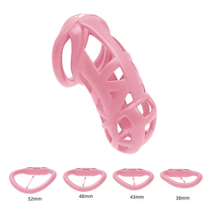 Chastity Lock Cock Cage 3D Invisible Lock with 4 Arc Ring Testicle Chastity Belt BDSM Toy Hentai Bondage SexToy
