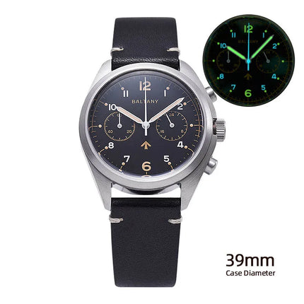 Baltany 39mm Quartz Watch Man S5044 Military Chrono RAF 6BB Homage Watch Multifunction Stainless Steels Chronograph Watches