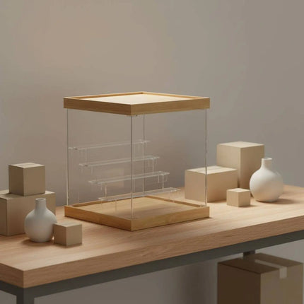 Blind Box Display Stand Dustproof Wood Acrylic Shelf for Collector Room