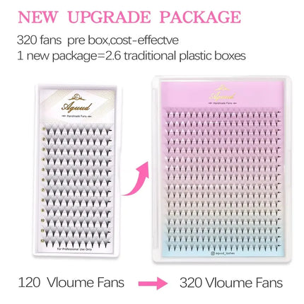 AGUUD 16 Rows Premade Volume Fans Pointy Based Eyelash Extension 5D 8D 10D 12D 30D 40D 320 Fans Russian Volume Faux Mink Lashes