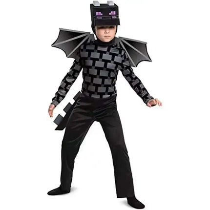 Kids Cosplay Diamond Armor Game Character Steve Cosplay Costumes 3 Pieces Set Blue Outfits Dress Up Set for Halloween Suit