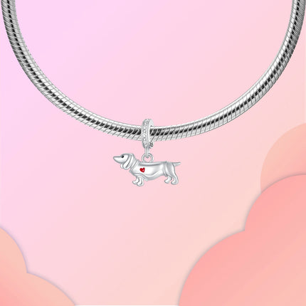 Hot Sale Dachshund Charms 925 Sterling Silver Golden Retriever Puppy Dangle Pendant Fit Bangle Bracelet Necklace DIY Jewelry