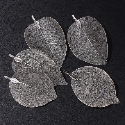 5pcs/set 40-60mm Electroplated Leaf Pendants Mixed Gold Color Natural Leaves Charms For DIY Necklace Earrings Jewelry Accessorie